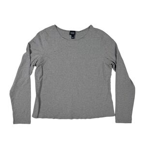 Eileen Fisher Long Sleeve Top Women Large Grey Excellent Rayon Spandex T111